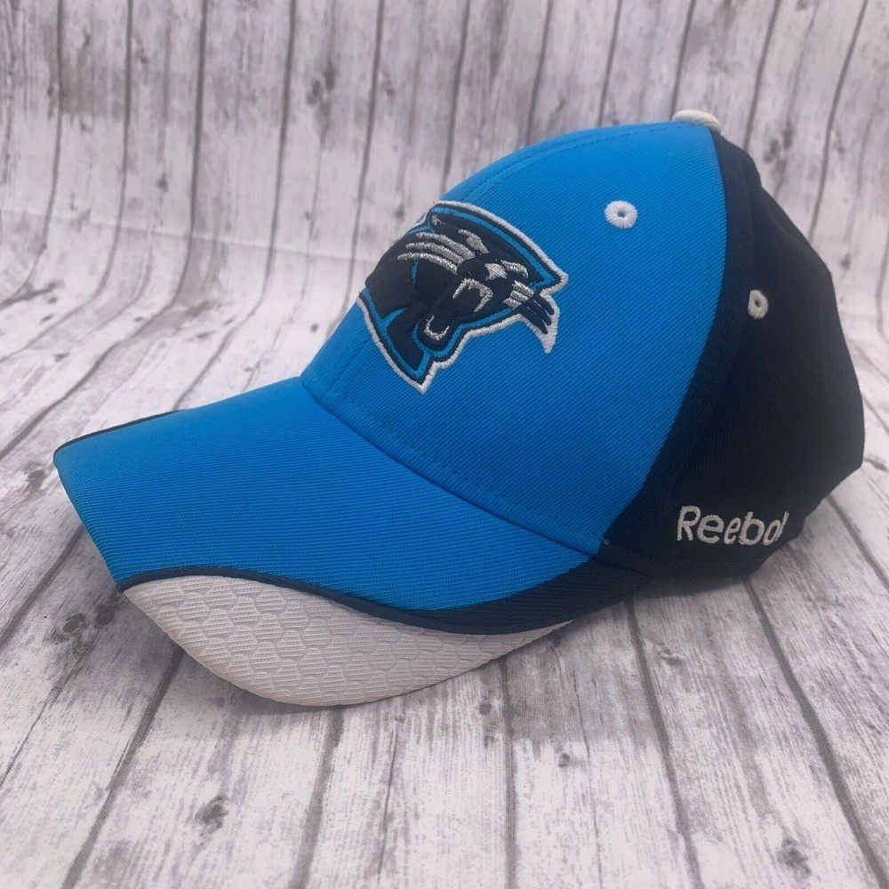 Reebok NFL Carolina Panthers Team Hat Cap Blue Black White Panther Adjustable